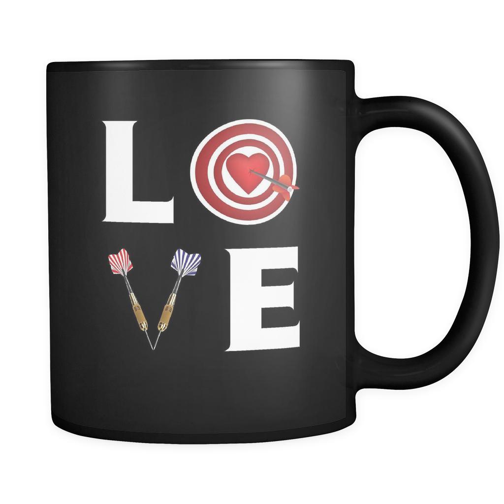 Darts - LOVE Darts - 11oz Black Mug-Drinkware-Teelime | shirts-hoodies-mugs