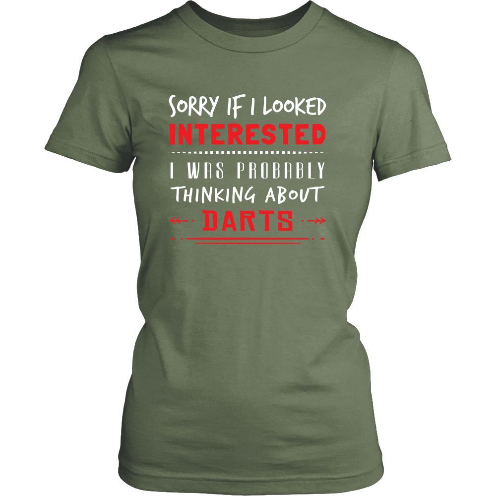 Darts Shirt - Sorry If I Looked Interested, I think about Darts - Hobby Gift-T-shirt-Teelime | shirts-hoodies-mugs