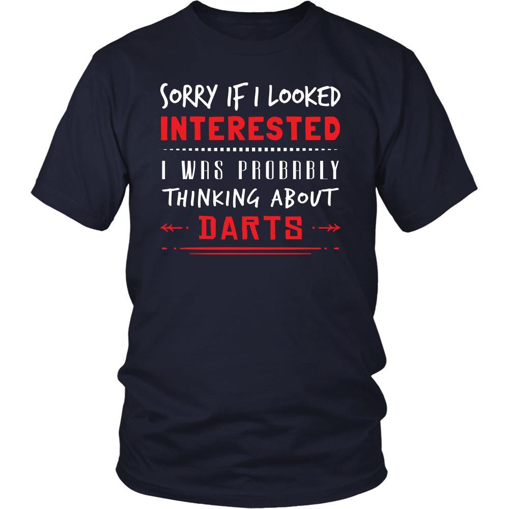 Darts Shirt - Sorry If I Looked Interested, I think about Darts - Hobby Gift-T-shirt-Teelime | shirts-hoodies-mugs