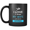 Diving - I love it when my wife lets me go Diving - 11oz Black Mug-Drinkware-Teelime | shirts-hoodies-mugs