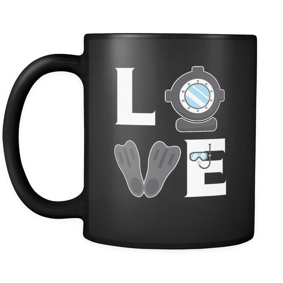 Diving / Scuba Diving - LOVE Diving / Scuba Diving - 11oz Black Mug-Drinkware-Teelime | shirts-hoodies-mugs