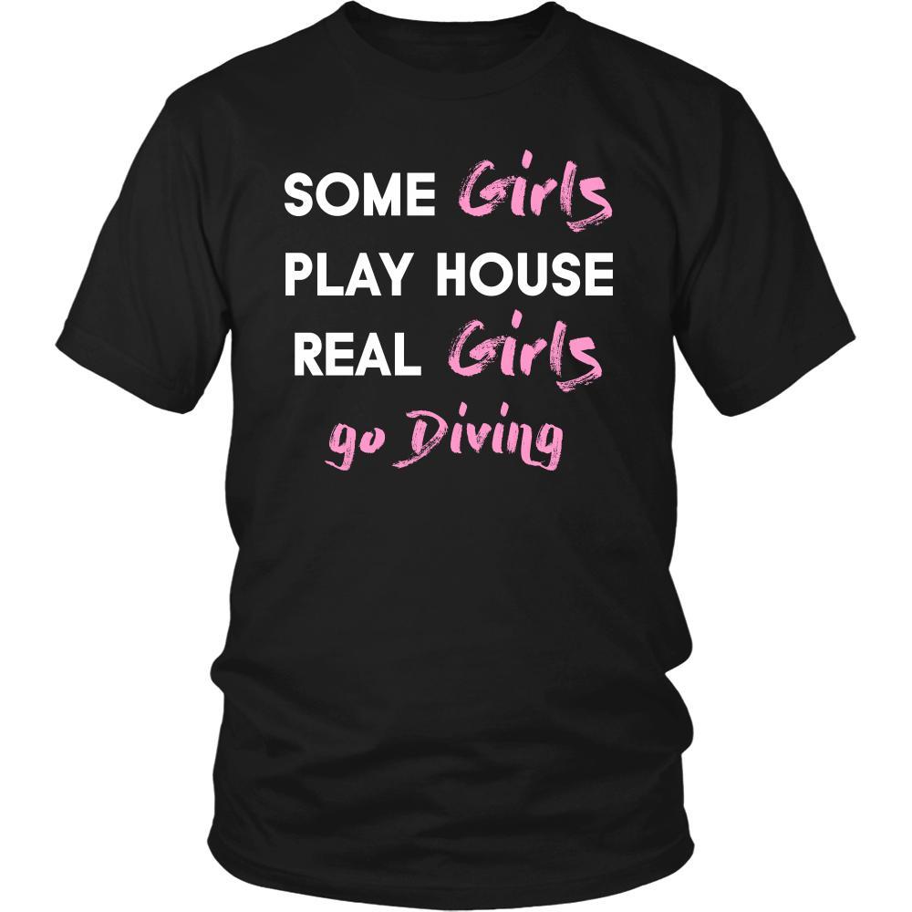 Diving Shirt - Some girls play house real girls go Diving- Hobby Lady-T-shirt-Teelime | shirts-hoodies-mugs