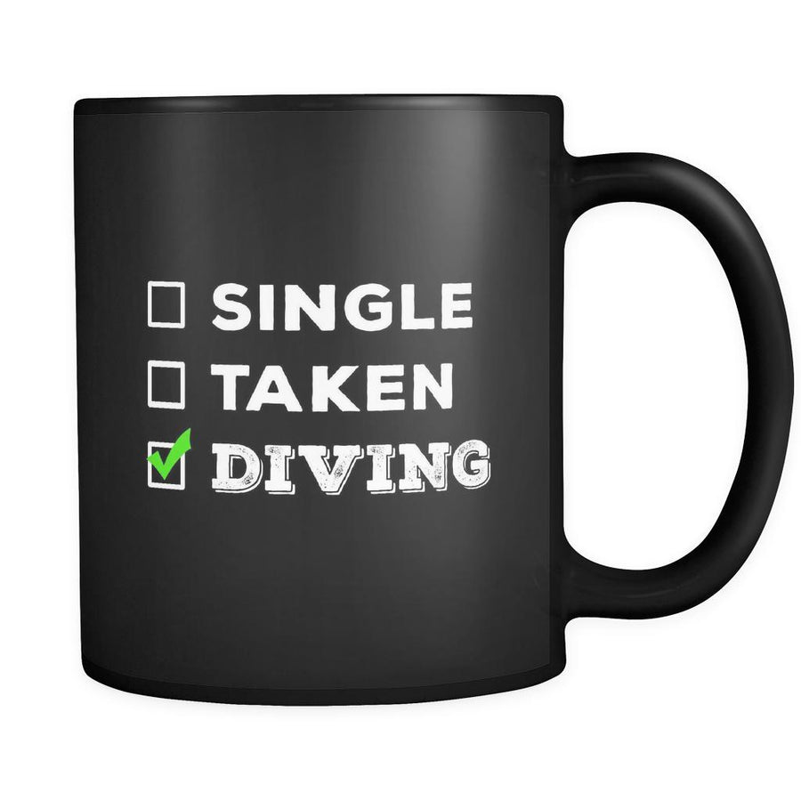 Diving Single, Taken Diving 11oz Black Mug-Drinkware-Teelime | shirts-hoodies-mugs