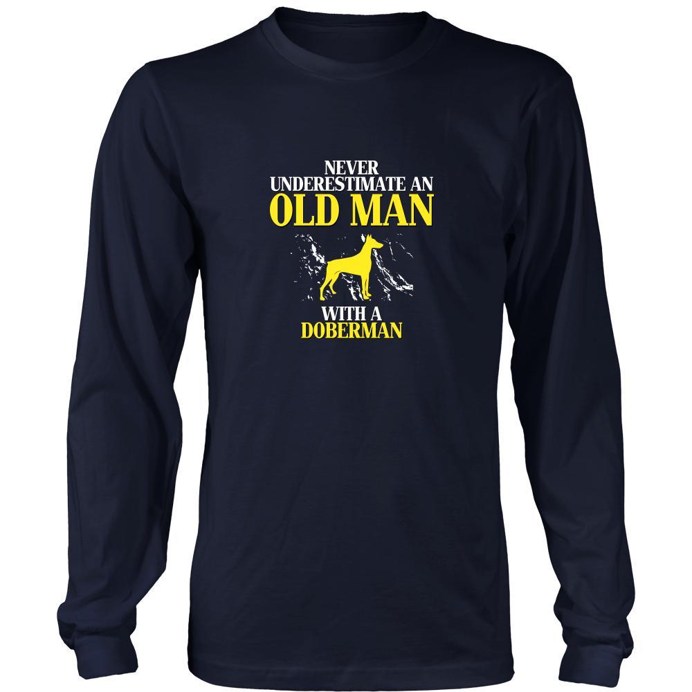 Doberman Shirt - Never underestimate an old man with a Doberman Grandfather Dog Gift-T-shirt-Teelime | shirts-hoodies-mugs