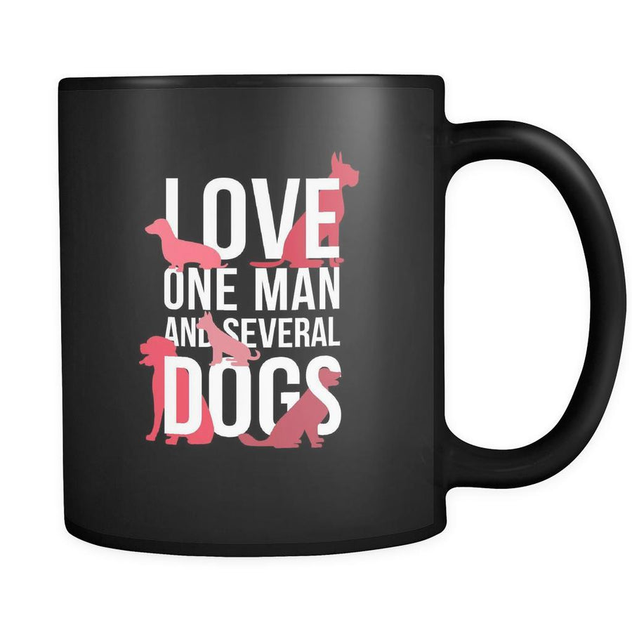 Dogs Love one man and several dogs 11oz Black Mug-Drinkware-Teelime | shirts-hoodies-mugs