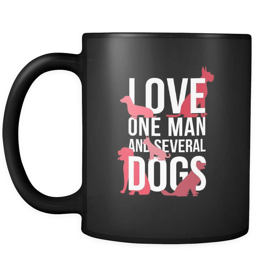 Dogs Love one man and several dogs 11oz Black Mug-Drinkware-Teelime | shirts-hoodies-mugs
