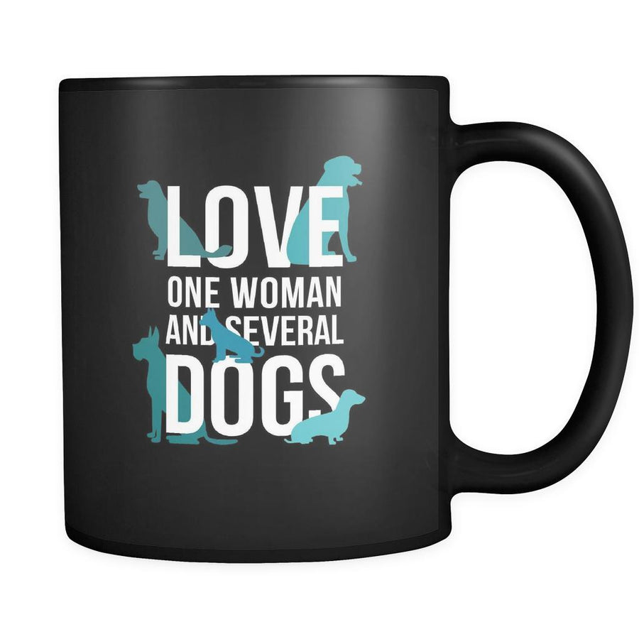 Dogs Love one woman and several dogs 11oz Black Mug-Drinkware-Teelime | shirts-hoodies-mugs