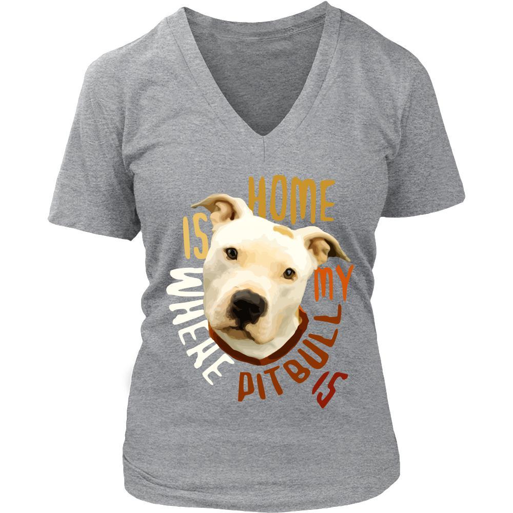 Dogs T Shirt - Home is where my Pitbull is - Girl Colors-T-shirt-Teelime | shirts-hoodies-mugs