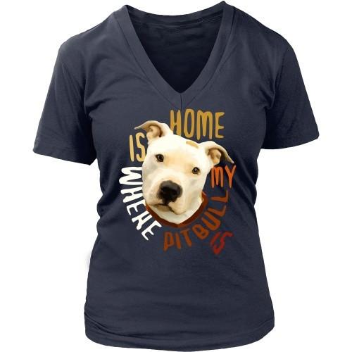 Dogs T Shirt - Home is where my Pitbull is-T-shirt-Teelime | shirts-hoodies-mugs
