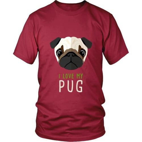 Dogs T Shirt - I love my Pug