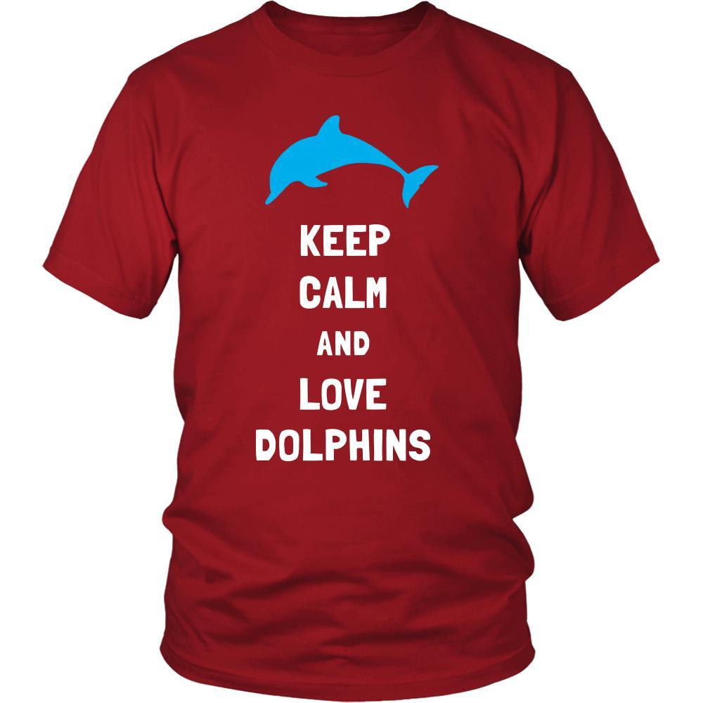 teelaunch Dolphin Shirt - Keep Calm - Animal Lover Gift Canvas Mens Shirt / Black / M