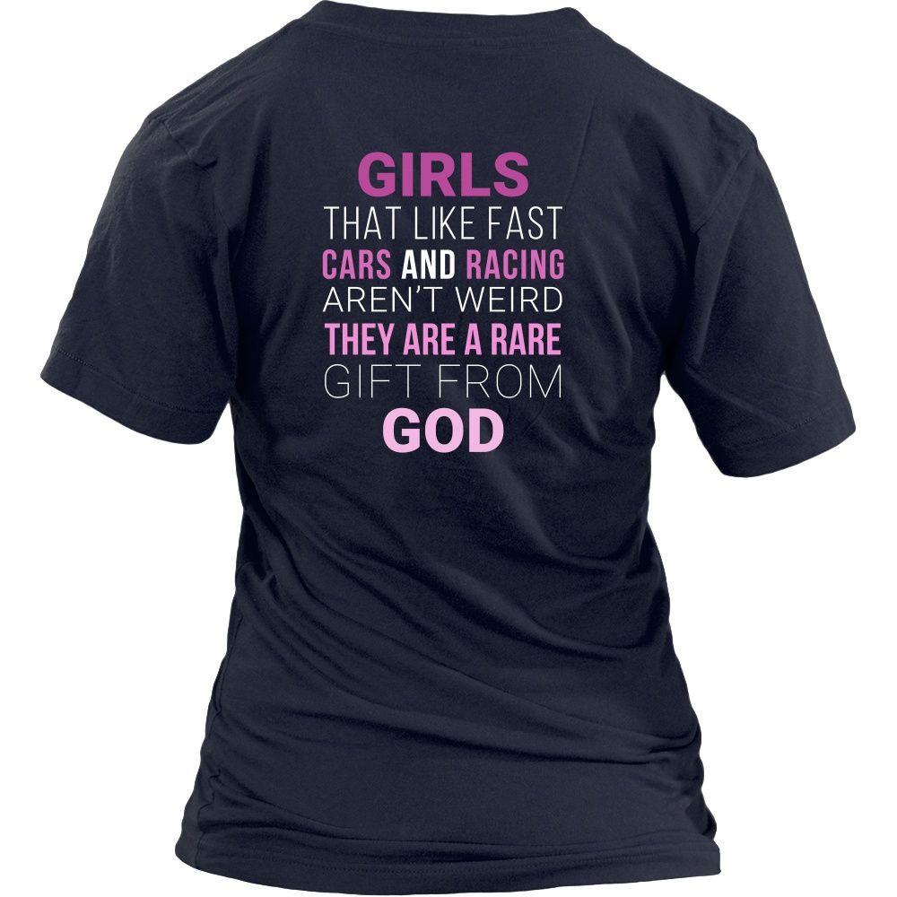 Drag Racing T Shirt Back - Girls that like fast cars and racing aren't weird-T-shirt-Teelime | shirts-hoodies-mugs