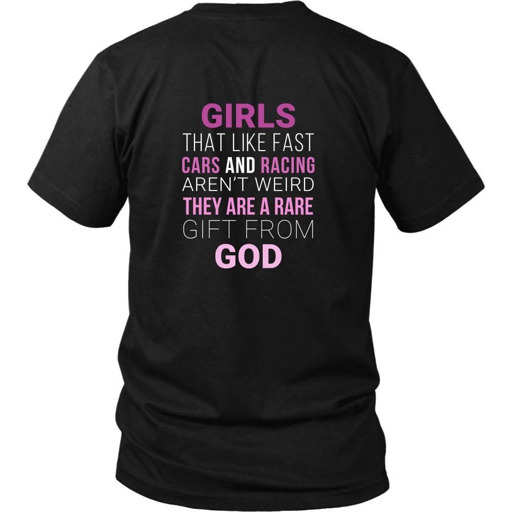 Drag Racing T Shirt Back - Girls that like fast cars and racing aren't weird-T-shirt-Teelime | shirts-hoodies-mugs
