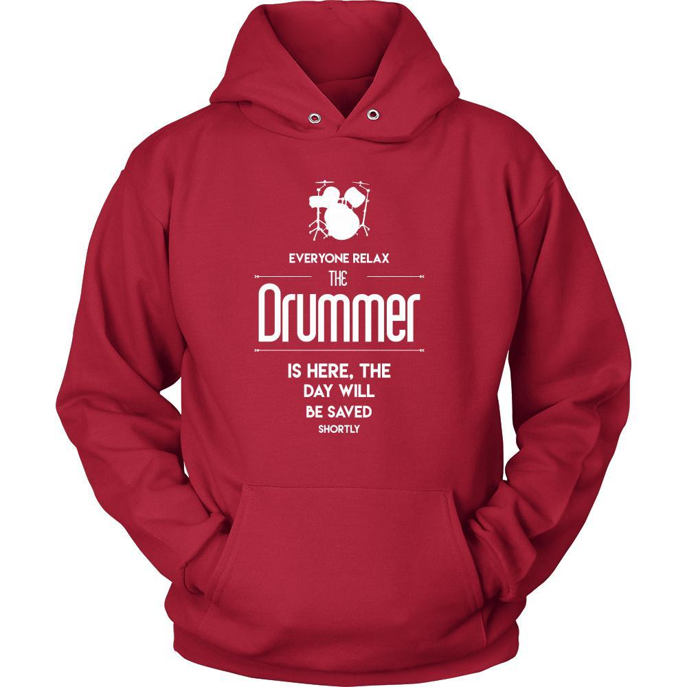 Drummer Shirt - Everyone relax the Drummer is here, the day will be save shortly - Profession Gift-T-shirt-Teelime | shirts-hoodies-mugs