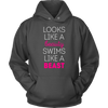 Swimming T Shirt - Looks like a beauty swims like a beast, Neon Pink-T-shirt-Teelime | shirts-hoodies-mugs