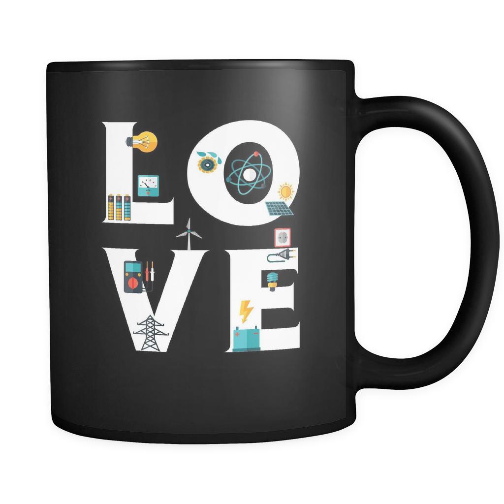 Electrician / Lineman - LOVE Electrician / Lineman - 11oz Black Mug-Drinkware-Teelime | shirts-hoodies-mugs