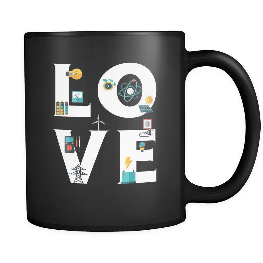 Electrician / Lineman - LOVE Electrician / Lineman - 11oz Black Mug-Drinkware-Teelime | shirts-hoodies-mugs