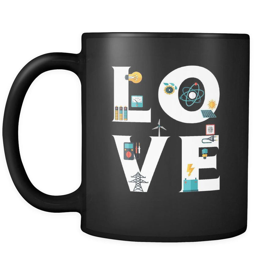 Electrician / Lineman - LOVE Electrician / Lineman - 11oz Black Mug-Drinkware-Teelime | shirts-hoodies-mugs