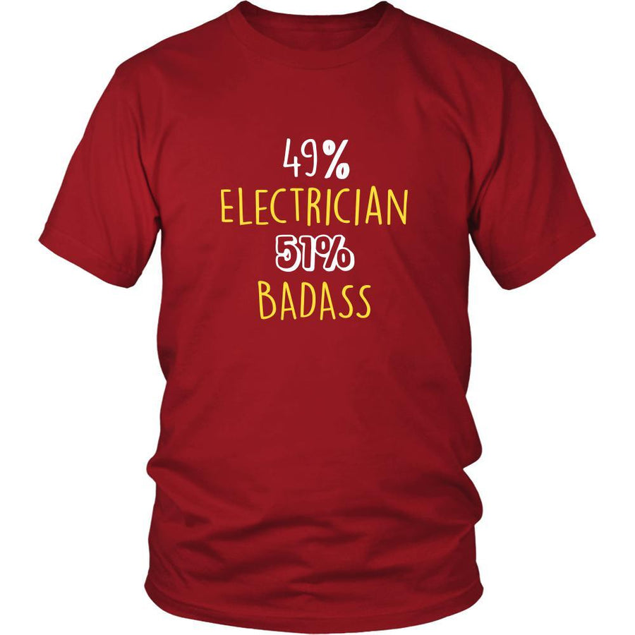 Electrician Shirt - 49% Electrician 51% Badass Profession-T-shirt-Teelime | shirts-hoodies-mugs