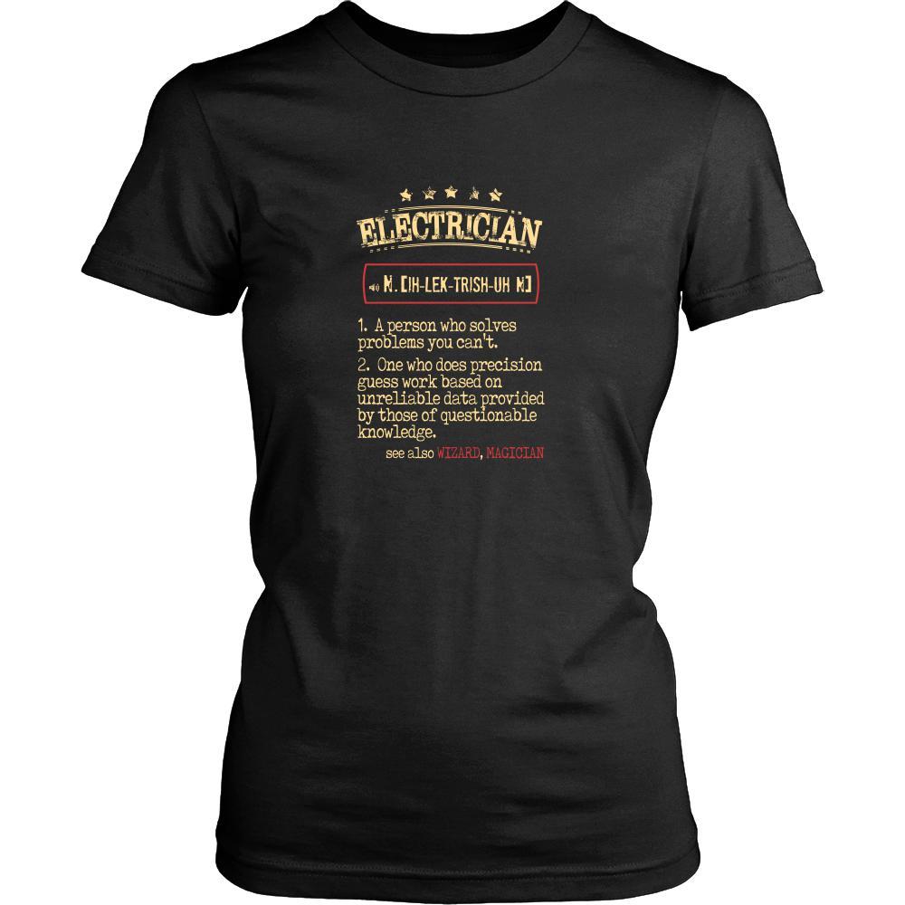 Electrician Shirt - Electrician a person who solves problems you can't. see also WIZARD, MAGICIAN Profession Gift-T-shirt-Teelime | shirts-hoodies-mugs
