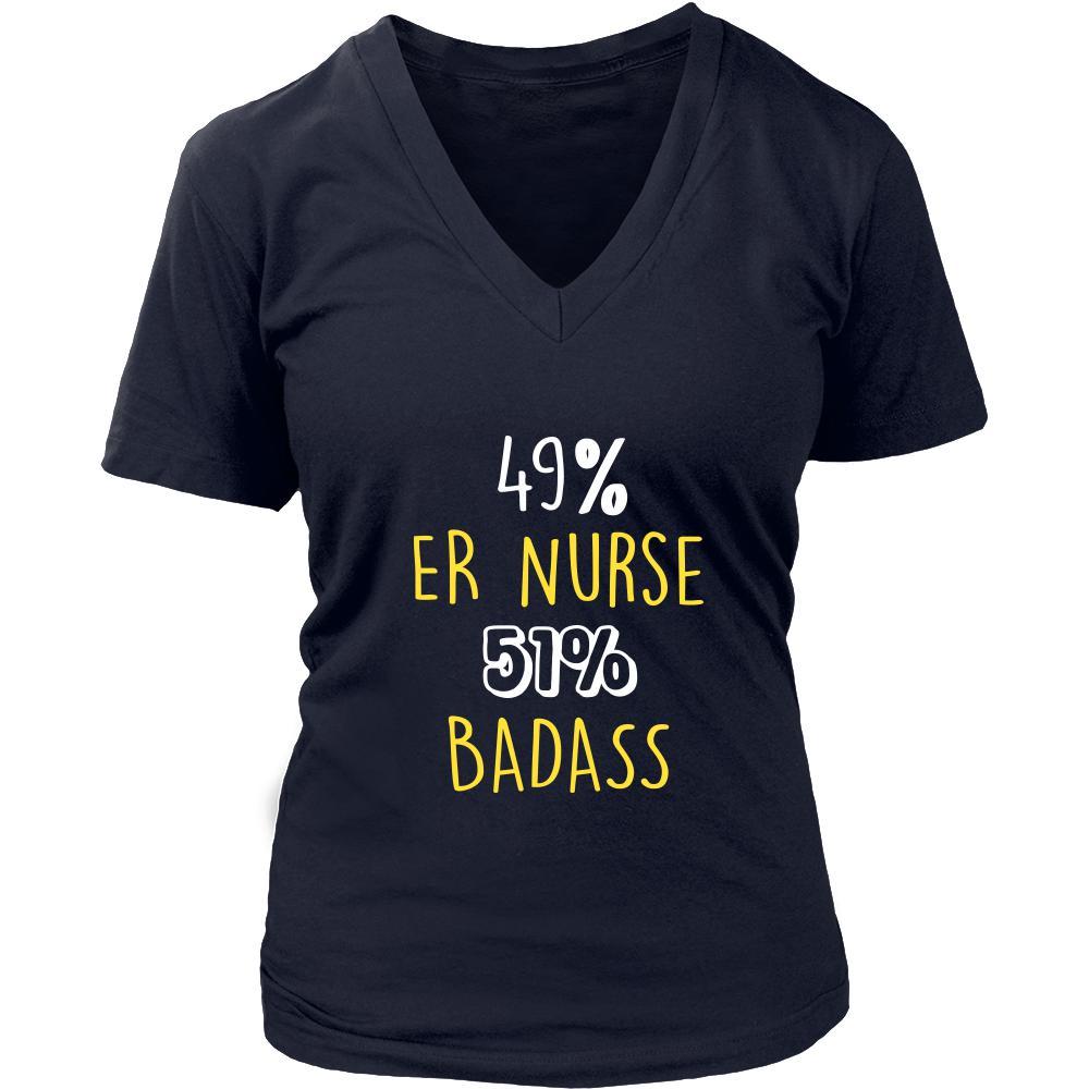 teelaunch ER Nurse Shirt - 49% ER Nurse 51% Badass Profession District Womens Shirt / Red / 2XL