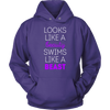 Swimming T Shirt - Looks like a beauty swims like a beast, Bright Purple-T-shirt-Teelime | shirts-hoodies-mugs