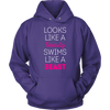 Swimming T Shirt - Looks like a beauty swims like a beast, Neon Pink-T-shirt-Teelime | shirts-hoodies-mugs