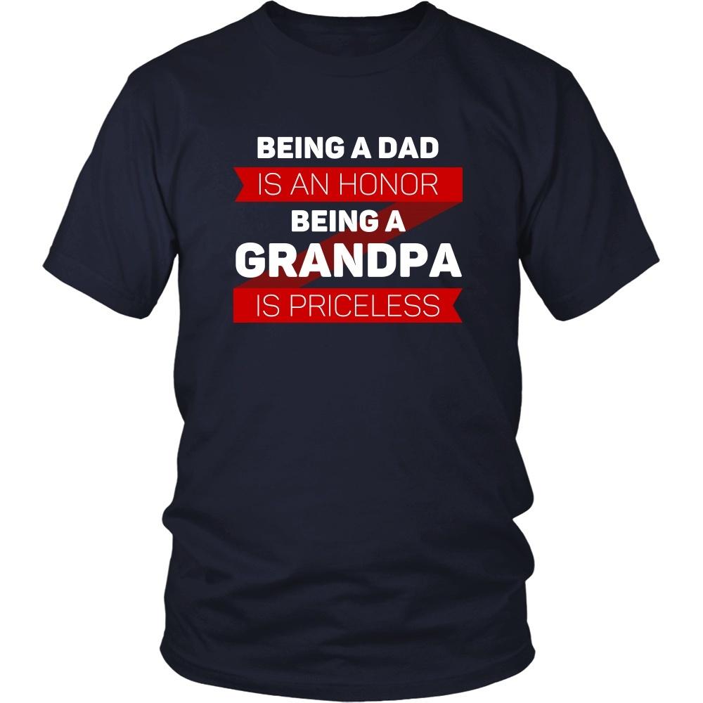 Family T Shirt - Being a Dad is an honor Being a Grandpa is priceless-T-shirt-Teelime | shirts-hoodies-mugs