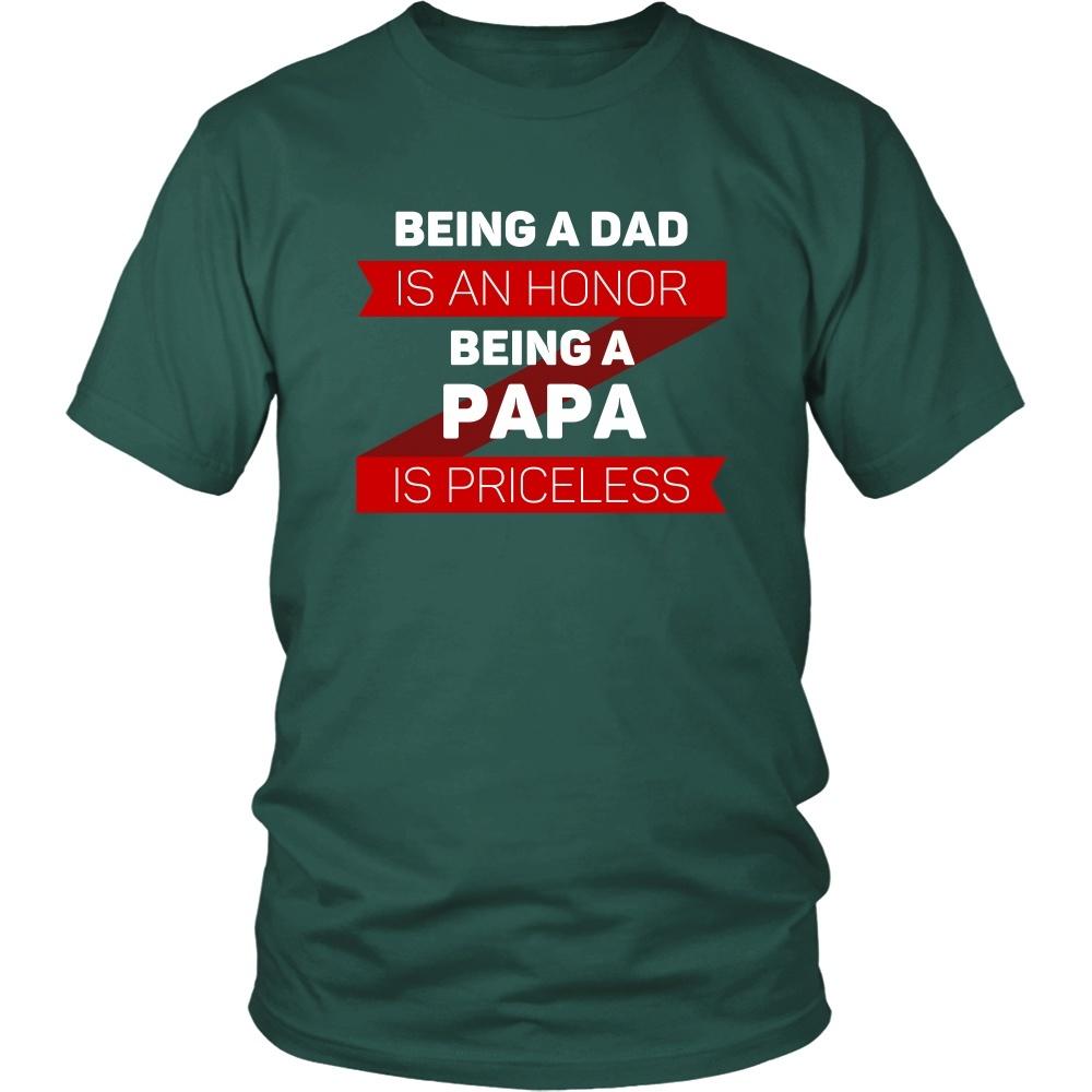Family T Shirt - Being a Dad is an honor Being a Papa is priceless Grandpa-T-shirt-Teelime | shirts-hoodies-mugs