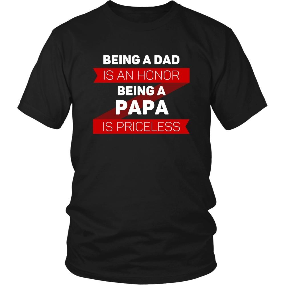 Family T Shirt - Being a Dad is an honor Being a Papa is priceless Grandpa-T-shirt-Teelime | shirts-hoodies-mugs