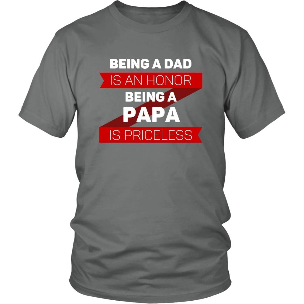Family T Shirt - Being a Dad is an honor Being a Papa is priceless Grandpa-T-shirt-Teelime | shirts-hoodies-mugs