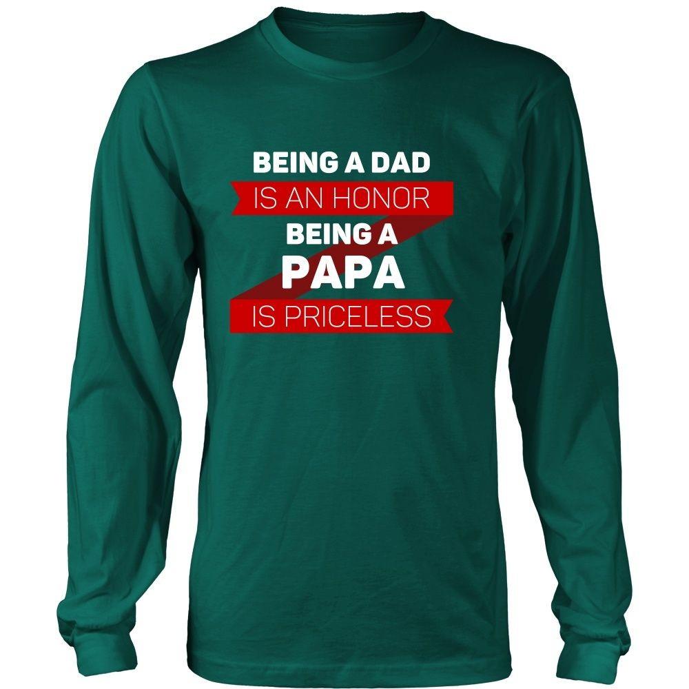 Family T Shirt - Being a Dad is an honor Being a Papa is priceless Grandpa-T-shirt-Teelime | shirts-hoodies-mugs