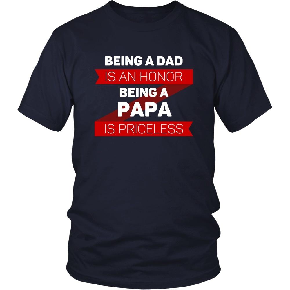 Family T Shirt - Being a Dad is an honor Being a Papa is priceless Grandpa-T-shirt-Teelime | shirts-hoodies-mugs