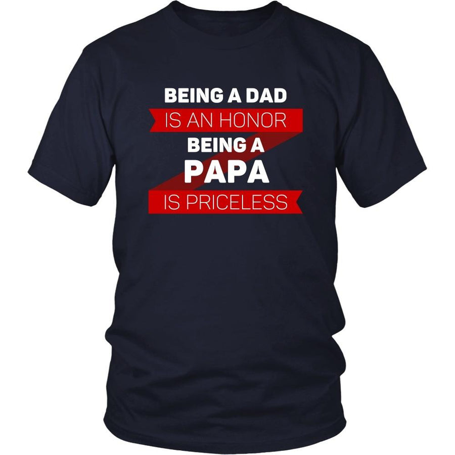 Family T Shirt - Being a Dad is an honor Being a Papa is priceless Grandpa-T-shirt-Teelime | shirts-hoodies-mugs