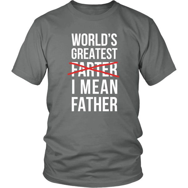 World's Greatest Farter (I Mean Father) T-Shirt – Adult Humor Tee, Large, Gold Print