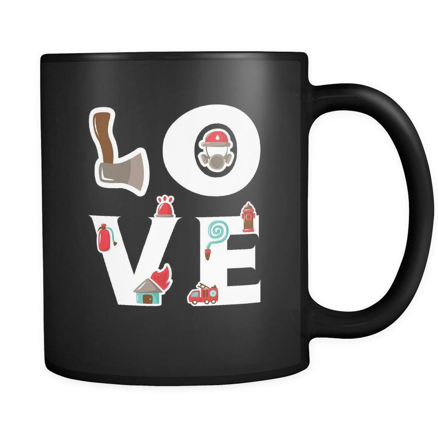 Firefighter - LOVE Firefighter - 11oz Black Mug-Drinkware-Teelime | shirts-hoodies-mugs