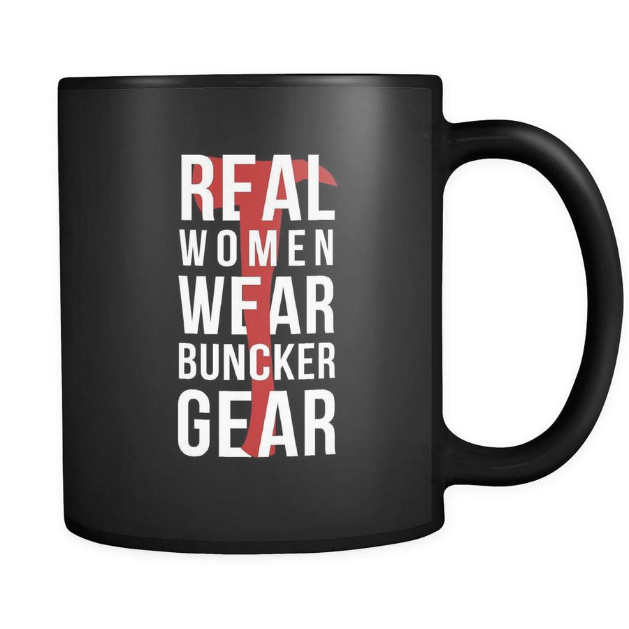 Firefighter Real women wear buncker gear 11oz Black Mug-Drinkware-Teelime | shirts-hoodies-mugs