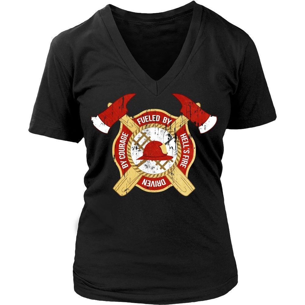 Firefighter T Shirt - Fueled by Hell's fire Driven by courage-T-shirt-Teelime | shirts-hoodies-mugs