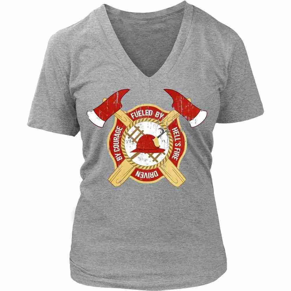 Firefighter T Shirt - Fueled by Hell's fire Driven by courage-T-shirt-Teelime | shirts-hoodies-mugs