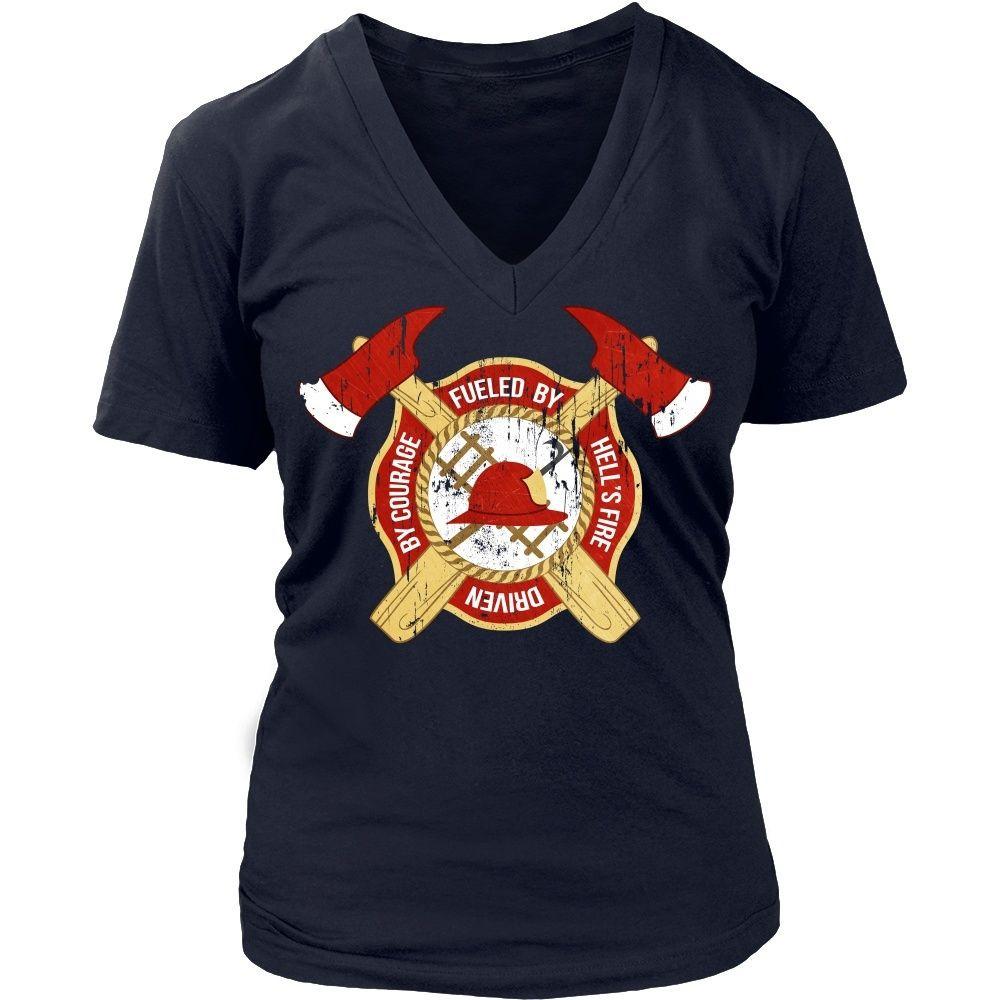 Firefighter T Shirt - Fueled by Hell's fire Driven by courage-T-shirt-Teelime | shirts-hoodies-mugs
