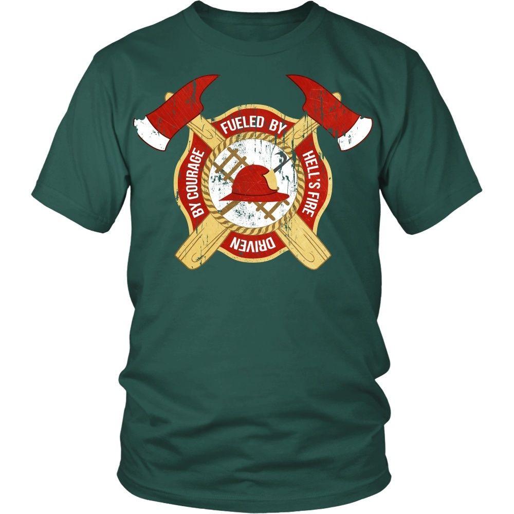 Firefighter T Shirt - Fueled by Hell's fire Driven by courage-T-shirt-Teelime | shirts-hoodies-mugs