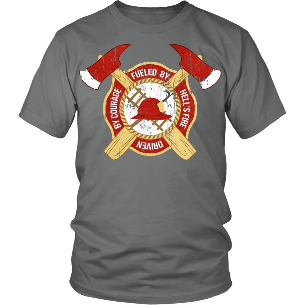 Firefighter T Shirt - Fueled by Hell's fire Driven by courage-T-shirt-Teelime | shirts-hoodies-mugs