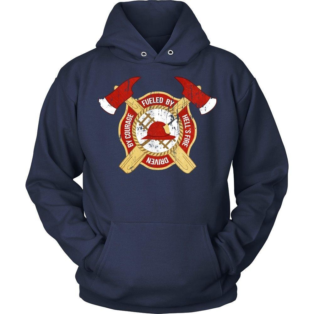 Firefighter T Shirt - Fueled by Hell's fire Driven by courage-T-shirt-Teelime | shirts-hoodies-mugs