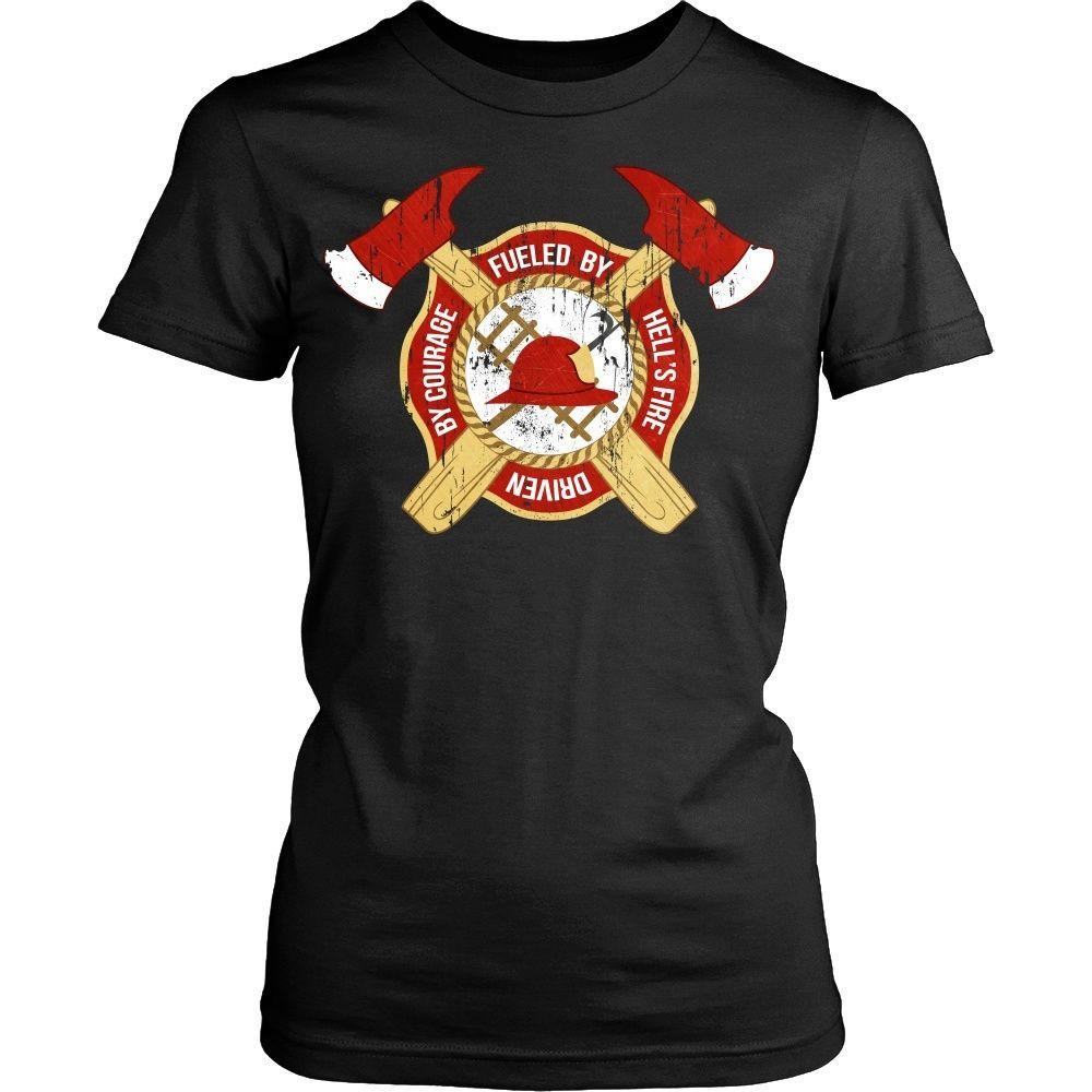 Firefighter T Shirt - Fueled by Hell's fire Driven by courage-T-shirt-Teelime | shirts-hoodies-mugs