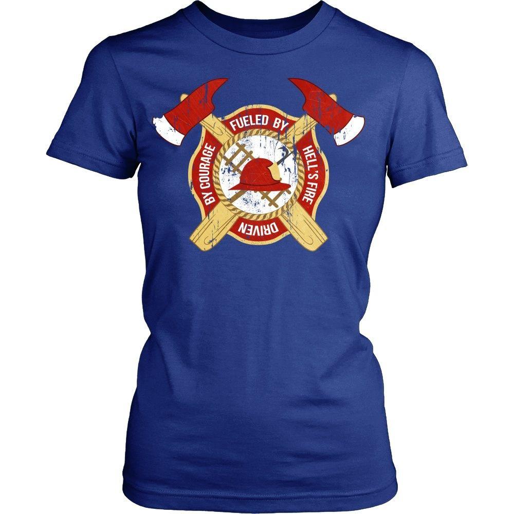 Firefighter T Shirt - Fueled by Hell's fire Driven by courage-T-shirt-Teelime | shirts-hoodies-mugs