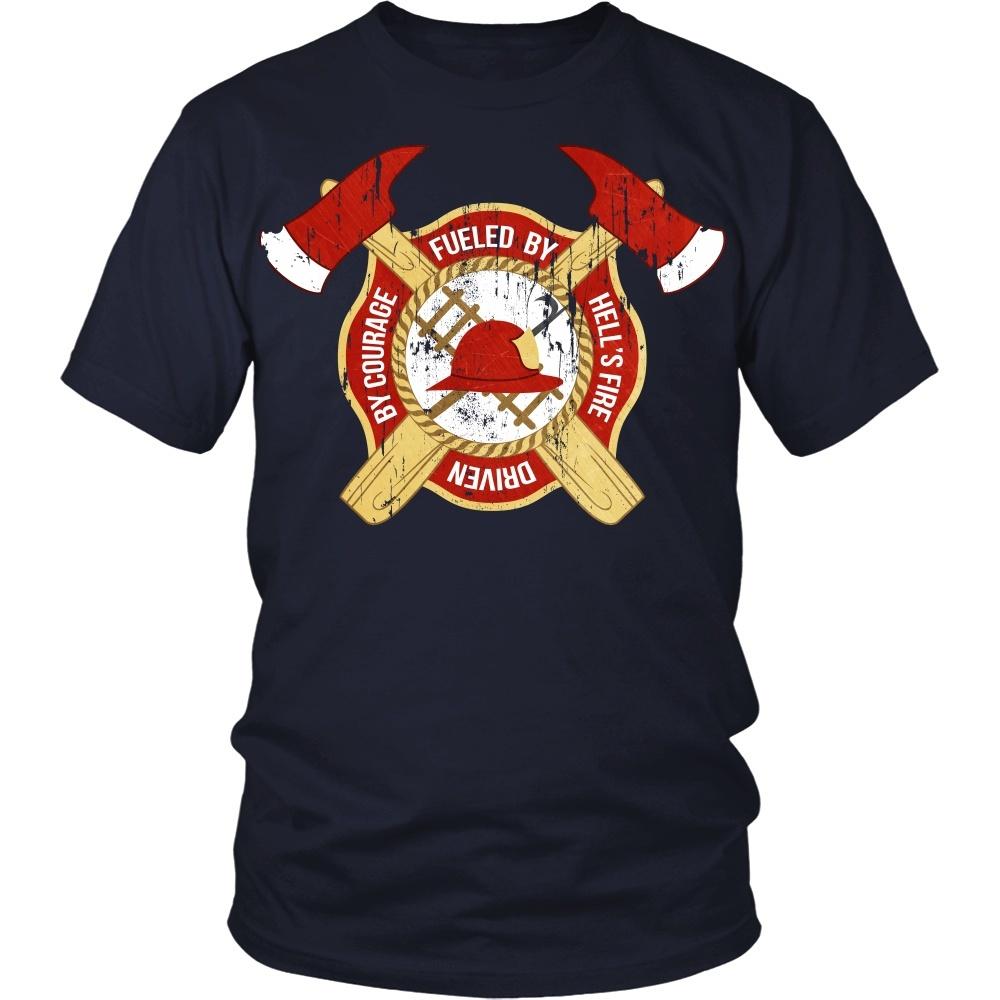 Firefighter T Shirt - Fueled by Hell's fire Driven by courage-T-shirt-Teelime | shirts-hoodies-mugs