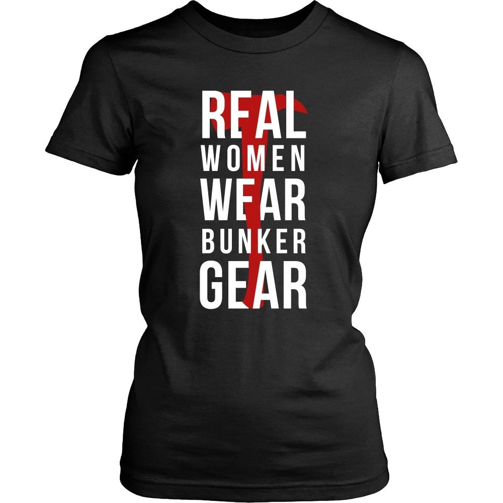 Firefighter T Shirt - Real women wear Bunker Gear-T-shirt-Teelime | shirts-hoodies-mugs