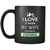 Fishing - I love it when my wife lets me go Fishing - 11oz Black Mug-Drinkware-Teelime | shirts-hoodies-mugs