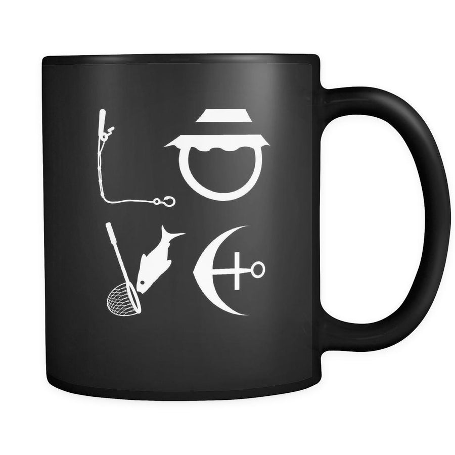 Fishing - LOVE Fishing - 11oz Black Mug-Drinkware-Teelime | shirts-hoodies-mugs