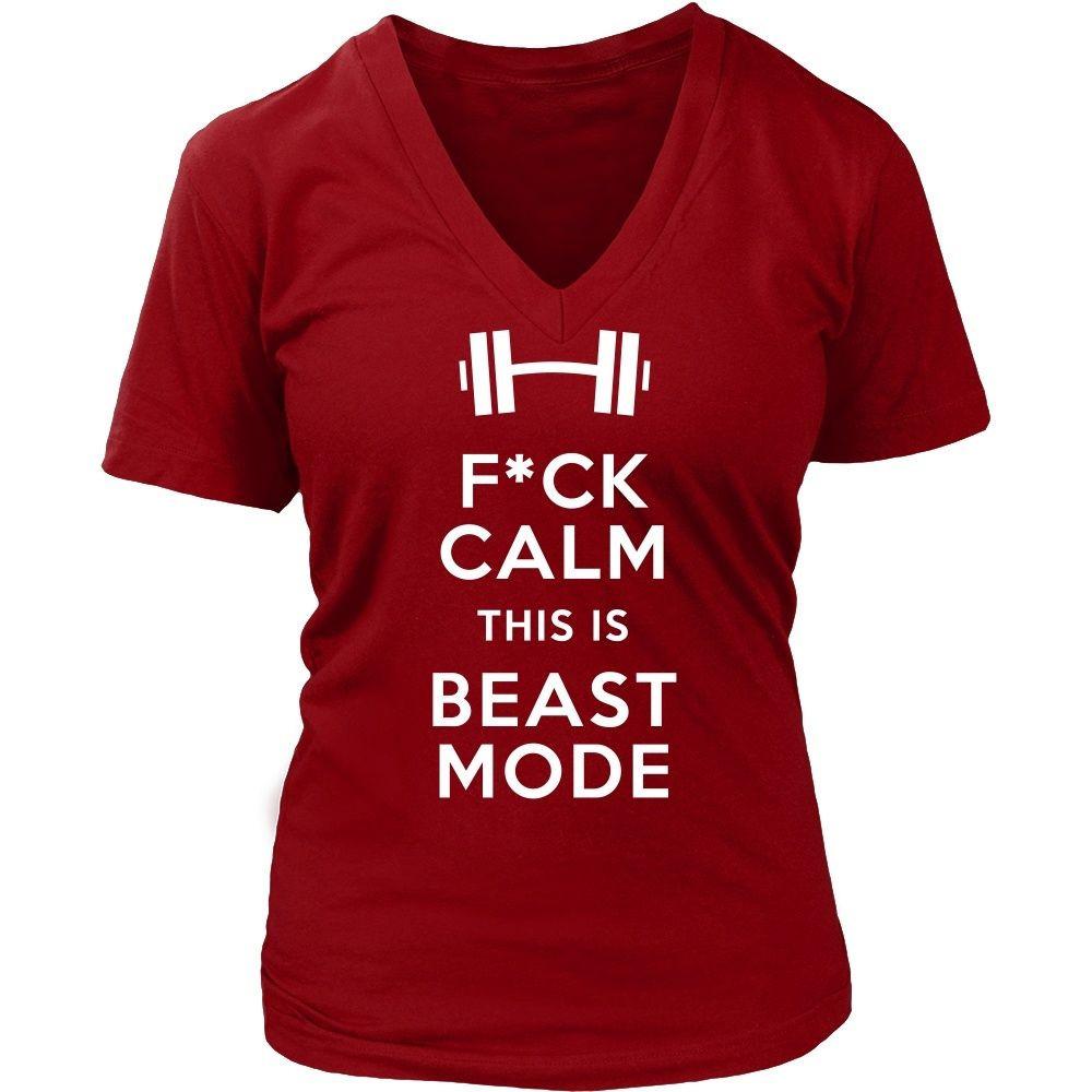 Fitness T Shirt - F*ck Calm This is Beast Mode-T-shirt-Teelime | shirts-hoodies-mugs